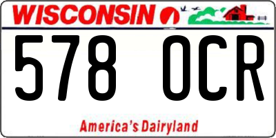 WI license plate 578OCR