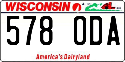 WI license plate 578ODA
