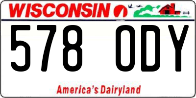 WI license plate 578ODY