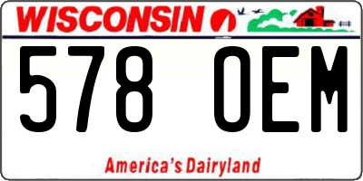 WI license plate 578OEM