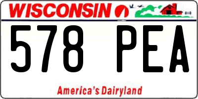 WI license plate 578PEA
