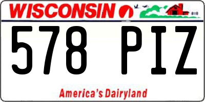 WI license plate 578PIZ