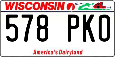 WI license plate 578PKO