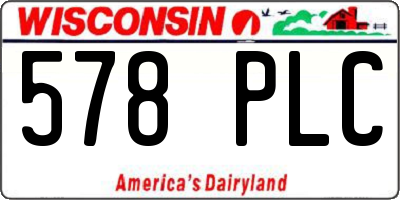 WI license plate 578PLC