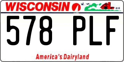 WI license plate 578PLF
