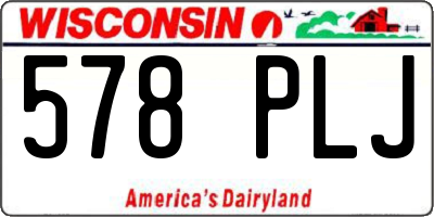 WI license plate 578PLJ