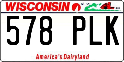 WI license plate 578PLK
