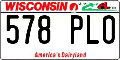 WI license plate 578PLO