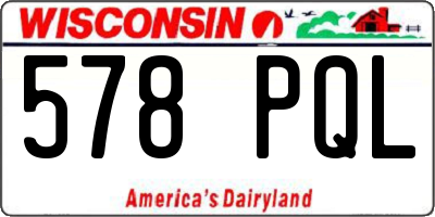 WI license plate 578PQL
