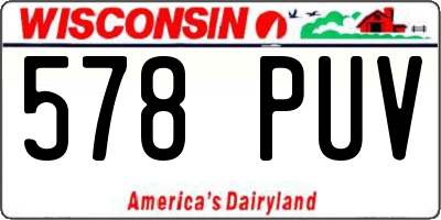 WI license plate 578PUV