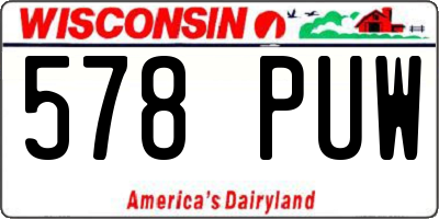 WI license plate 578PUW