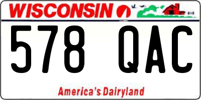 WI license plate 578QAC