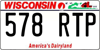 WI license plate 578RTP