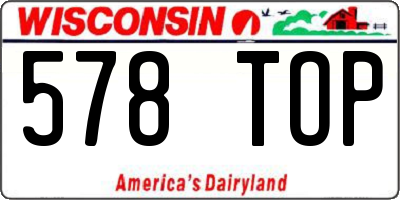 WI license plate 578TOP
