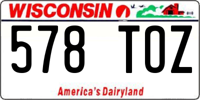WI license plate 578TOZ