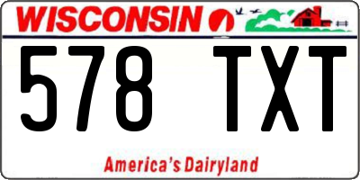 WI license plate 578TXT