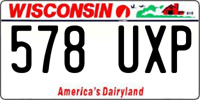 WI license plate 578UXP
