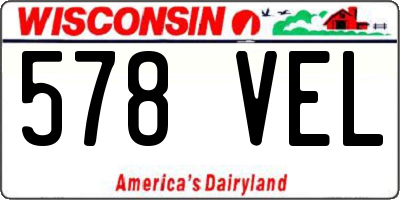 WI license plate 578VEL