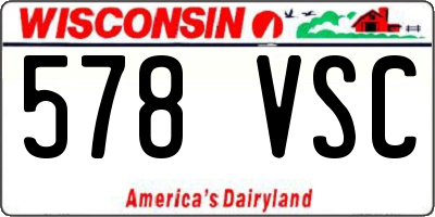 WI license plate 578VSC