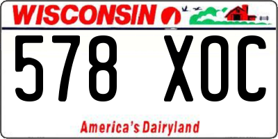 WI license plate 578XOC