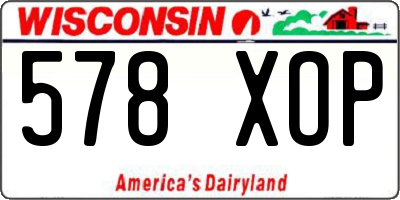 WI license plate 578XOP