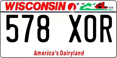 WI license plate 578XOR