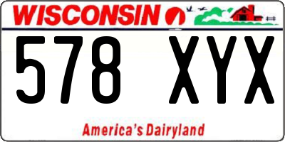 WI license plate 578XYX