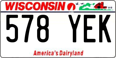 WI license plate 578YEK