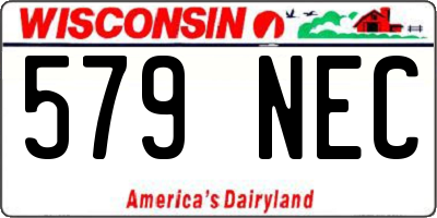 WI license plate 579NEC