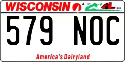 WI license plate 579NOC