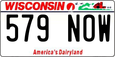 WI license plate 579NOW