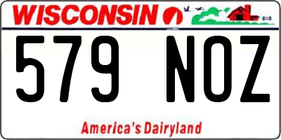 WI license plate 579NOZ
