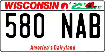 WI license plate 580NAB