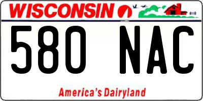 WI license plate 580NAC