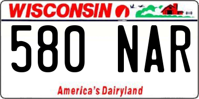 WI license plate 580NAR