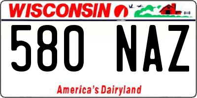 WI license plate 580NAZ