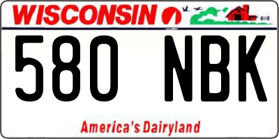 WI license plate 580NBK