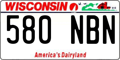 WI license plate 580NBN