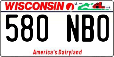 WI license plate 580NBO