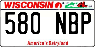 WI license plate 580NBP