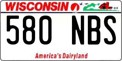 WI license plate 580NBS