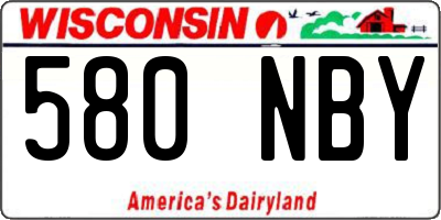WI license plate 580NBY