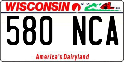 WI license plate 580NCA