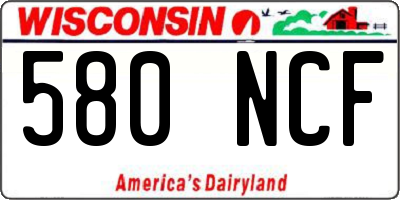WI license plate 580NCF