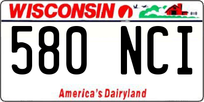 WI license plate 580NCI