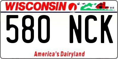 WI license plate 580NCK