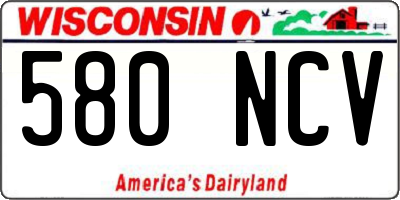 WI license plate 580NCV