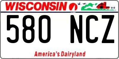WI license plate 580NCZ