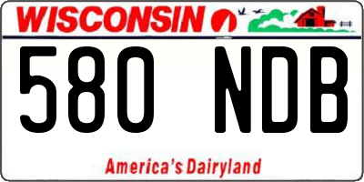 WI license plate 580NDB