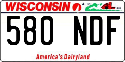 WI license plate 580NDF